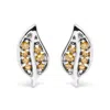 Haus Of Brilliance .925 Sterling Silver Yellow Diamond Accent Leaf Stud Earrings In White