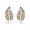 Haus Of Brilliance .925 Sterling Silver Yellow Diamond Accent Leaf Stud Earrings (yellow Color