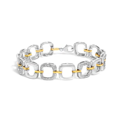 Haus Of Brilliance .925 Two-tone Sterling Silver Diamond Accent Open Box Link Bracelet In Multi