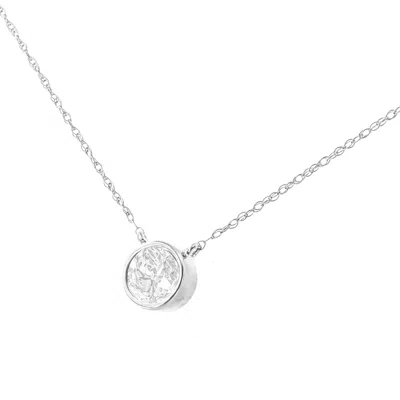 Haus Of Brilliance Ags Certified 10k Gold Bezel Set Round Diamond Solitaire 16-18" Adjustable Pendant Necklace In White