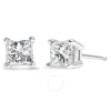 HAUS OF BRILLIANCE AGS CERTIFIED 14K WHITE GOLD 1.0 CTTW 4-PRONG SET PRINCESS-CUT SOLITAIRE DIAMOND PUSH BACK STUD EARR