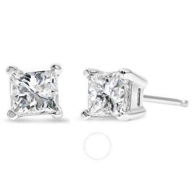 Haus Of Brilliance Ags Certified 14k White Gold 1.0 Cttw 4-prong Set Princess-cut Solitaire Diamond Push Back Stud Earr