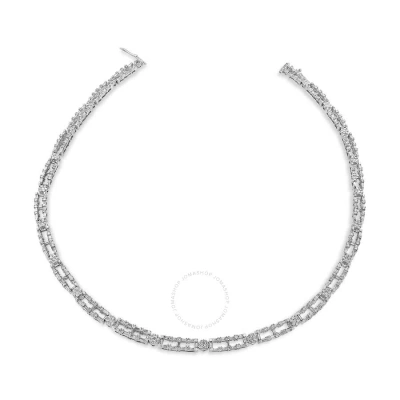 Haus Of Brilliance Ags Certified 14k White Gold 8 1/2 Cttw Diamond Alternating Bar And Floral Cluster Link 18" Choker N