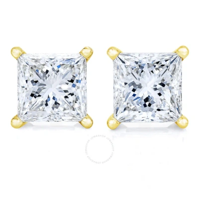 Haus Of Brilliance Ags Certified 14k Yellow Gold 1/4 Cttw 4-prong Set Princess-cut Solitaire Diamond Push Back Stud Ear