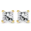 Haus Of Brilliance Ags Certified 14k Gold 4-prong Set Princess-cut Solitaire Diamond Push Back Stud Earrings In Yellow