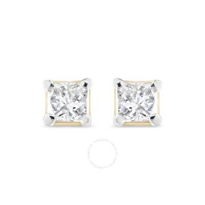 Haus Of Brilliance Ags Certified 14k Yellow Gold 1/5 Cttw 4-prong Set Princess-cut Solitaire Diamond Push Back Stud Ear