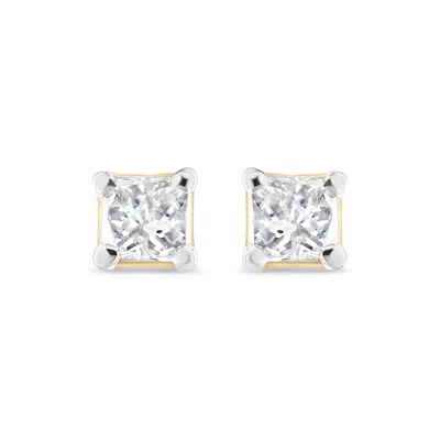 Haus Of Brilliance Ags Certified 14k Yellow Gold 1/5 Cttw 4-prong Set Princess-cut Solitaire Diamond Push Back Stud Ear