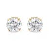 Haus Of Brilliance 14k Gold 1.0 Carat Round Brilliant Cut Lab Grown White Diamond 4-prong Classic Solitaire Stud Earrin In Yellow