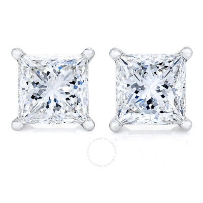 Haus Of Brilliance Ags Certified 18k White Gold 1.0 Cttw 4-prong Set Princess-cut Solitaire Diamond Screw Back Stud Ear
