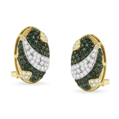 Haus Of Brilliance 14k 2.16 Ct. Tw. Diamond Huggie Earrings In Green