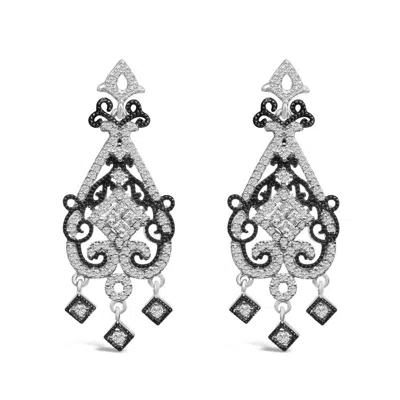 Haus Of Brilliance Black Rhodium And .925 Sterling Silver 3/4 Cttw Diamond Chandelier Earrings In Multi