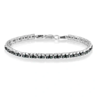 Haus Of Brilliance Black Rhodium Over Silver 1.0 Cttw Rose Cut Diamond Double-link Tennis Bracelet