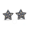 Haus Of Brilliance Black Rhodium Plated 18k White Gold 1.00 Cttw Diamond And Round Blue Sapphire Gemstone Micro-pave St In White