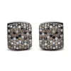 Haus Of Brilliance Black Rhodium Plated 18k White Gold 12 5/8 Cttw Multi Color Diamond Square Domed Huggie Hoop Earring In Multi