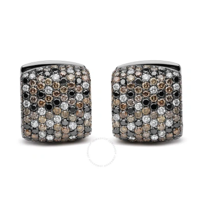Haus Of Brilliance Black Rhodium Plated 18k White Gold 12 5/8 Cttw Multi Color Diamond Square Domed Huggie Hoop Earring In Two-tone
