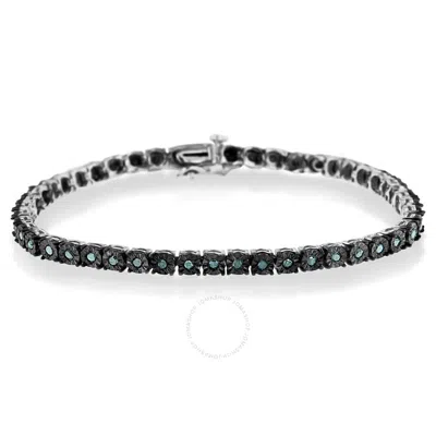 Haus Of Brilliance Black Rhodium Plated .925 Sterling Silver 1.0 Cttw Diamond Miracle Tennis Bracelet In White