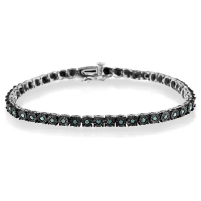 Haus Of Brilliance Black Rhodium Plated .925 Sterling Silver 1.0 Cttw Diamond Miracle Tennis Bracelet In White