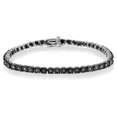 Haus Of Brilliance Black Rhodium Plated .925 Sterling Silver 1.0 Cttw Diamond Miracle Tennis Bracelet In White
