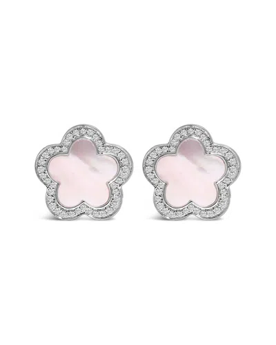 Haus Of Brilliance 14k White Gold Mother Of Pearl And 1/5 Cttw Diamond Halo Star Stud Earrings In Brown