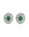 Haus Of Brilliance 14k White Gold Oval Green Emerald & 1/10 Cttw Diamond Halo Stud Earrings (i-j Col In White