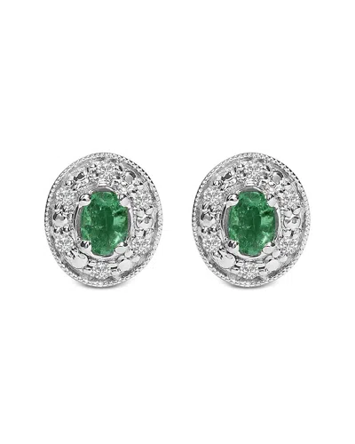 Haus Of Brilliance Colorful Gemstones 14k 0.50 Ct. Tw. Diamond & Emerald Stud  Earrings