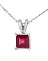 Haus Of Brilliance Colorful Gemstones 14k 0.65 Ct. Tw. Ruby Pendant Necklace In Silver