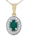 Haus Of Brilliance Colorful Gemstones 14k 0.72 Ct. Tw. Diamond & Emerald  Pendant Necklace In Green
