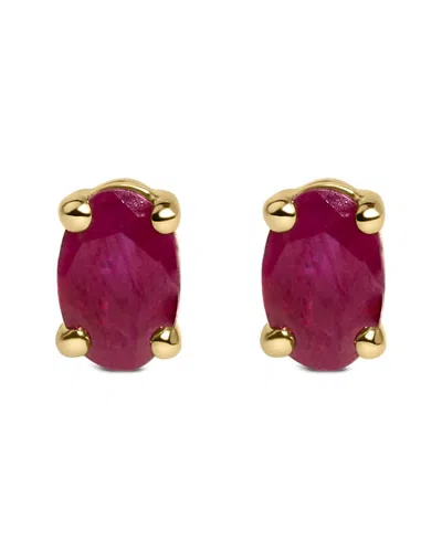 Haus Of Brilliance Colorful Gemstones 14k 0.74 Ct. Tw. Ruby Stud Earrings In Gold