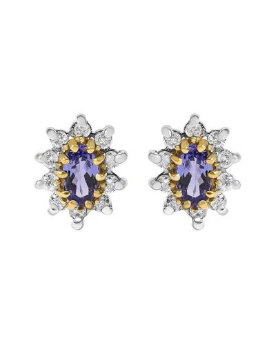 Haus Of Brilliance Colorful Gemstones 14k 0.85 Ct. Tw. Diamond & Tanzanite  Stud Earrings