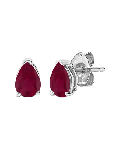 Haus Of Brilliance Colorful Gemstones 14k 0.90 Ct. Tw. Ruby Stud Earrings In Red