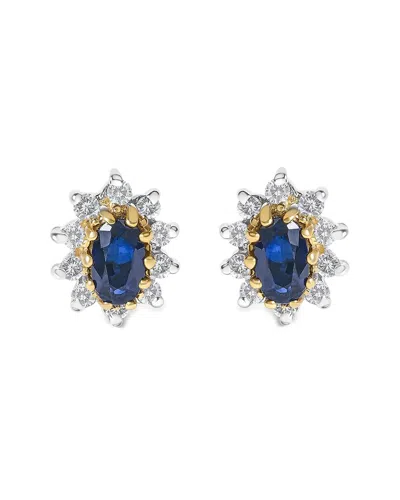 HAUS OF BRILLIANCE HAUS OF BRILLIANCE COLORFUL GEMSTONES 14K 0.99 CT. TW. DIAMOND & SAPPHIRE STUD  EARRINGS