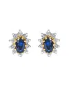 Haus Of Brilliance Colorful Gemstones 14k 0.99 Ct. Tw. Diamond & Sapphire Stud  Earrings