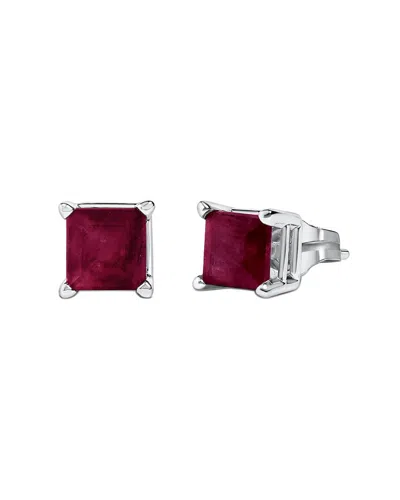 Haus Of Brilliance Colorful Gemstones 14k 1.20 Ct. Tw. Ruby Stud Earrings In Burgundy