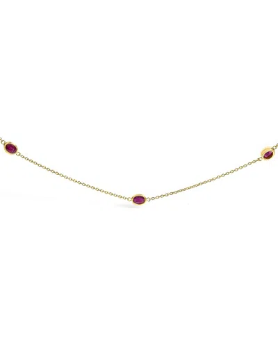 Haus Of Brilliance Colorful Gemstones 14k 2.00 Ct. Tw. Ruby Station Necklace In Burgundy