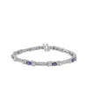 Haus Of Brilliance Colorful Gemstones 14k 2.06 Ct. Tw. Diamond & Tanzanite  Link Bracelet In Silver