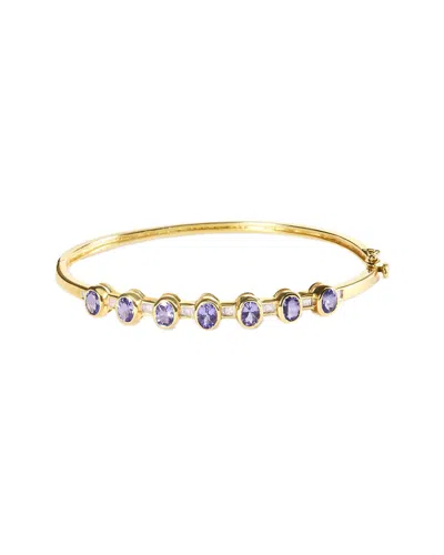 Haus Of Brilliance Colorful Gemstones 14k 2.75 Ct. Tw. Diamond & Lab-grown  Tanzanite Bangle Bracele