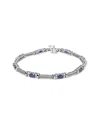Haus Of Brilliance Colorful Gemstones 14k 3.30 Ct. Tw. Diamond & Sapphire Link  Bracelet In Silver