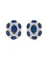 Haus Of Brilliance 14k White Gold Blue Sapphire And Diamond Vintage Style Stud Earrings In Blue