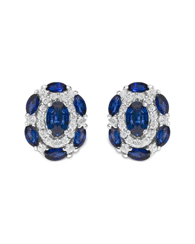 Haus Of Brilliance Colorful Gemstones 14k 3.49 Ct. Tw. Diamond & Sapphire Stud  Earrings In Brown