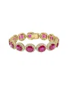 Haus Of Brilliance 14k Yellow Gold 6 2/5 Cttw Diamond And 34.0 Cttw Oval Red Ruby Halo Link Bracelet In Gold