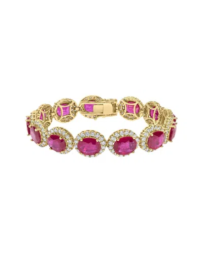 Haus Of Brilliance Colorful Gemstones 14k 40.40 Ct. Tw. Diamond & Ruby Link  Bracelet