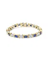 Haus Of Brilliance Colorful Gemstones 14k 7.50 Ct. Tw. Diamond & Sapphire Link Bracelet In Gold