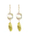 Haus Of Brilliance 14k Yellow Gold Citrine And Baroque Pearl Drop And Dangle Earrings 1 3/4 Inch Dangle