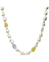 Haus Of Brilliance 14k Yellow Citrine, Amethyst, And Baroque Pearl Strand Necklace In Multi
