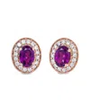 Haus Of Brilliance Colorful Gemstones 14k Rose Gold 2.40 Ct. Tw. Diamond & Garnet Stud Earrings In Brown
