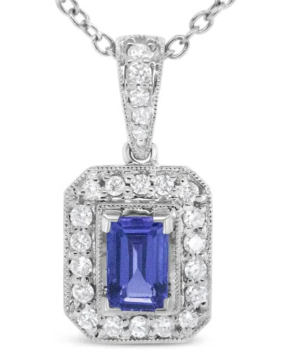 Haus Of Brilliance Colorful Gemstones 18k 0.85 Ct. Tw. Diamond & Tanzanite  Pendant Necklace In Metallic