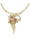 Haus Of Brilliance 18k Yellow Gold Diamond And Red Ruby Floral Cascade Statement Necklace With 16" Inch Bead Chain In Gold