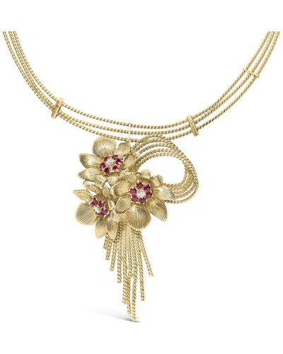 HAUS OF BRILLIANCE HAUS OF BRILLIANCE COLORFUL GEMSTONES 18K 1.20 CT. TW. DIAMOND & RUBY BROOCHES  & PINS NECKLACE