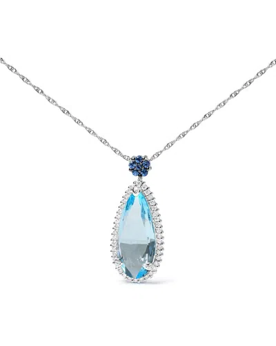 Haus Of Brilliance Colorful Gemstones 18k 14.40 Ct. Tw. Diamond & Gemstone  Pendant Necklace In Blue