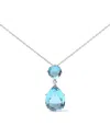 Haus Of Brilliance 18k White Gold Diamond Accent And Round London Blue Topaz And Pear Cut Sky Blue Topaz Dangle Drop 18